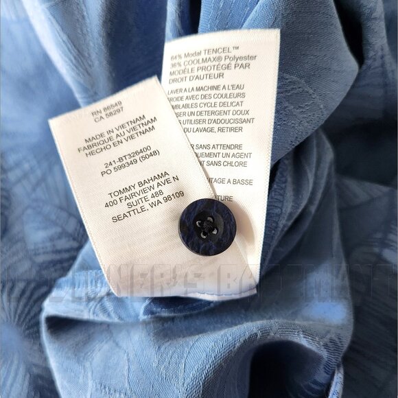 TOMMY BAHAMA Coconut Point 2XLB Keep It Frondly Camp Shirt Bright Cobalt NWT - Picture 6 of 7